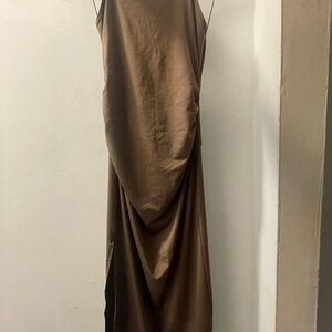 Elegant Brown Sleeveless Dress